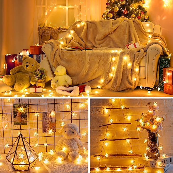 Minetom Star String Lights Battery Operated - 17 ft 50 LED Star Fairy String - Image 5
