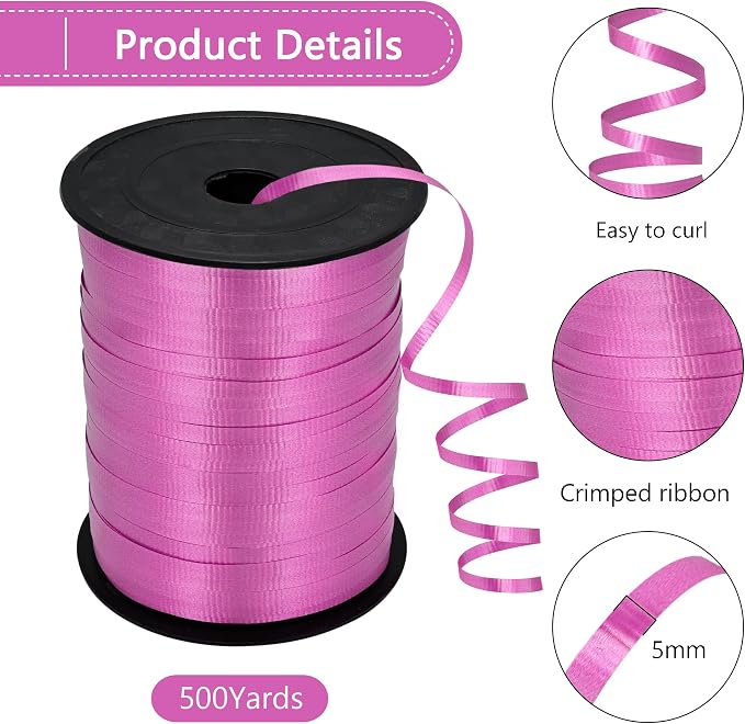 500 Yards Pink Crimped Texture Curling Ribbon - Image 2
