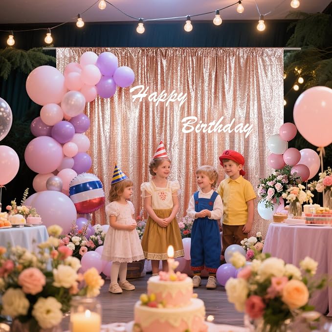 SquarePie 7x7ft Rose Gold Sequin Backdrop, High Density Non-Transparent Glitter - Image 4