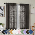 Simplebrand Chocolate Semi Sheer Curtains 54 Inch Length 2 Panels, Geometric by Simplebrand