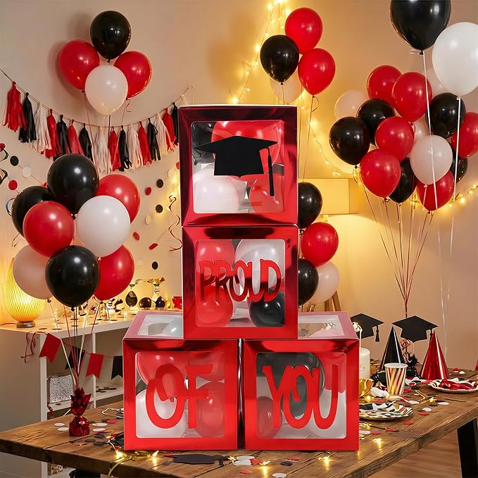 Graduation Decorations 2026, PROUD OF YOU, Class of 2026 130pcs Red and Black - Image 6