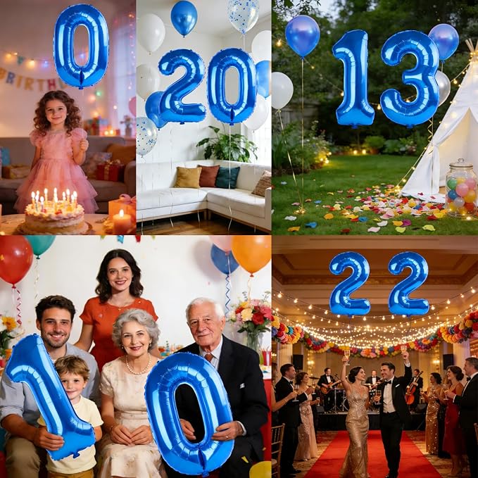 40 Inch Number 13 Balloons for 13th Birthday Party Decorations, 0-100 Dark Blue - Image 7