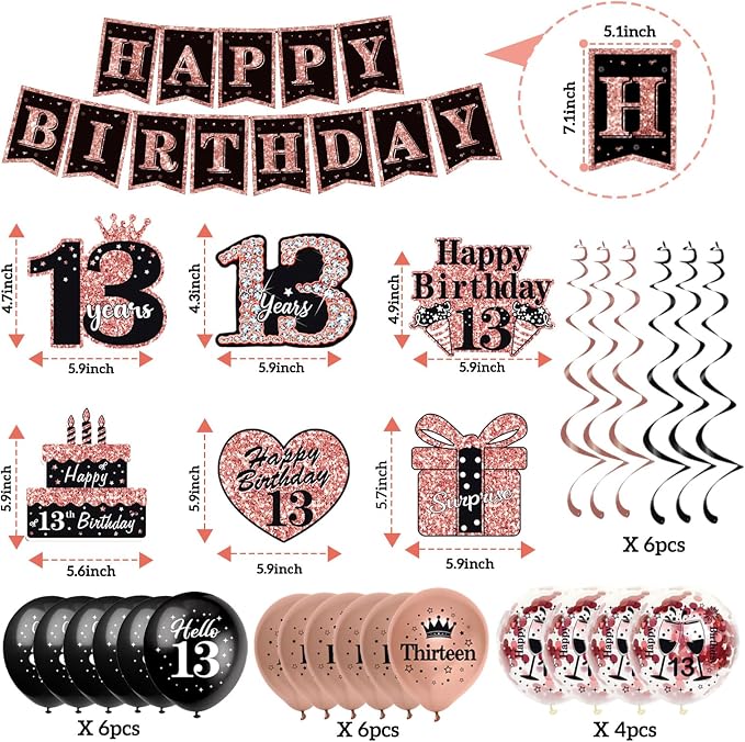 51Pcs 13th Birthday Decorations - Image 6