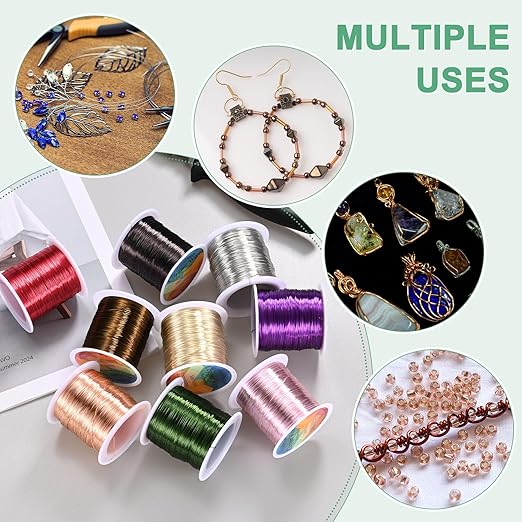 0.2mm Jewelry Wire, 32 Gauge 328FT Craft Wire Copper Beading Wire for Jewelry Making/Planting/Weaving/DIY Crafting, Soft Metal Wires [100M, Green]