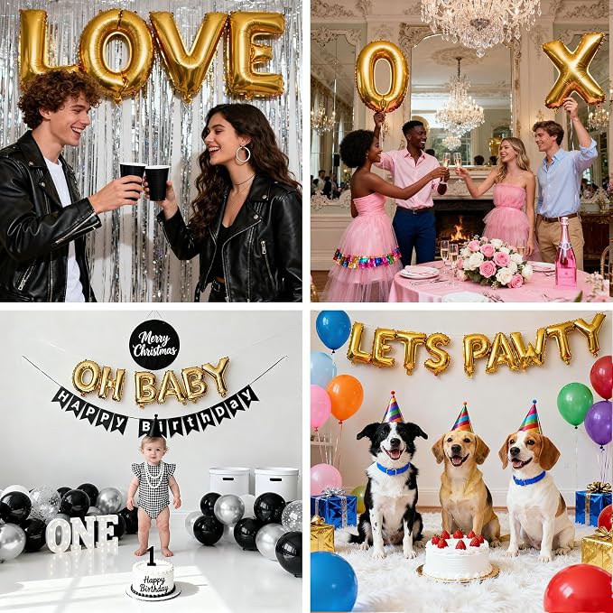 36 Pcs Gold Letter Balloons, Custom A-Z Set - Image 6