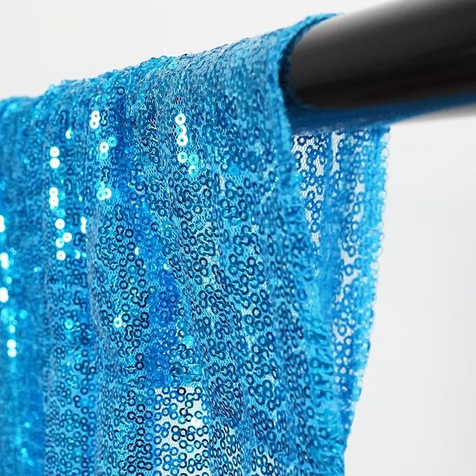 Eternal Beauty Turquoise Sequin Backdrop Curtains, 2 Panels 2x8FT | 3mm Sparkle - Image 6