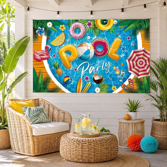 Pool Party Banner Pool Party Decorations Large 71 * 43 Inch Summer Party - Image 7