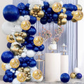 Navy Blue Gold Balloons Garland Kit, Party Decor | Dark Blue Gold White by Zesliwy