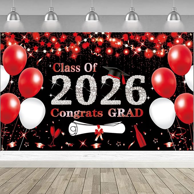 DARUNAXY Black Red Graduation Party Decorations by DARUNAXY