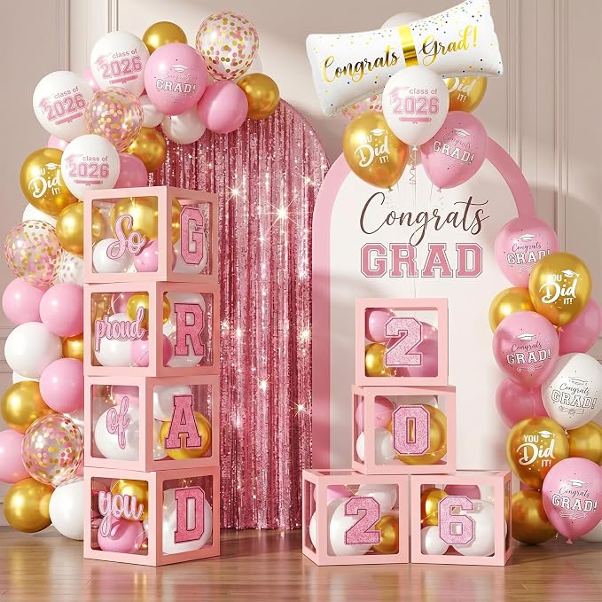 Graduation Decorations Class of 2026-Pink and Gold Graduation Party - Image 6