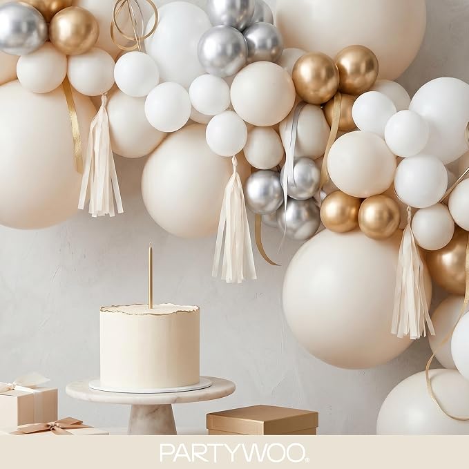 PartyWoo White Balloons 85pcs Sand White Beige Cream Ivory Boho Neutral | - Image 8