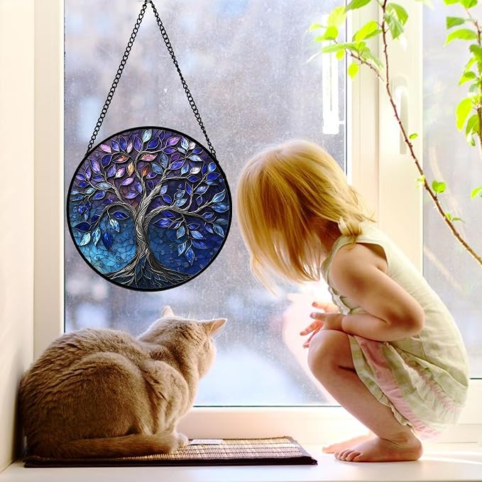 DASTOLL Stained Glass Window Hanging, and Mom 9.8 in - Image 2