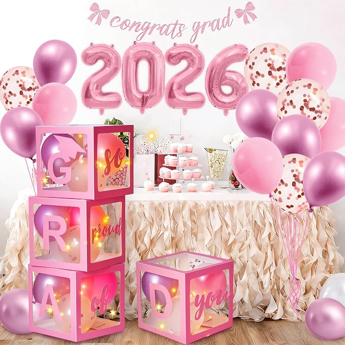 AYGXU Graduation decorations class of 2026 pink- Graduation Decorations - Image 7