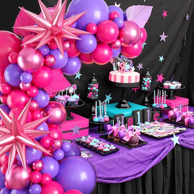 Hot Pink Purple Balloon Garland Kit, 104 Piece Mixed Size Latex Balloons - Image 8