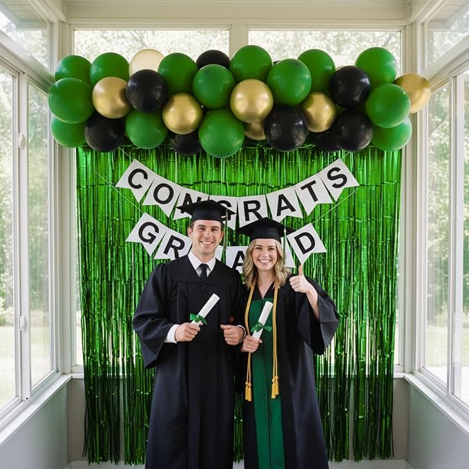 Matte Green Foil Fringe Curtain Backdrop Party Decorations 2PCS | 6.6×3.3 ft - Image 9