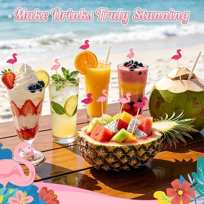 100PCS Pink Flamingo Cocktail Picks, Decorative Toothpicks - Image 4