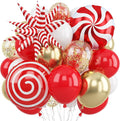 Red and Gold Christmas Balloon Set, 12 Inch Matte Red Metallic Gold Confetti by Froova