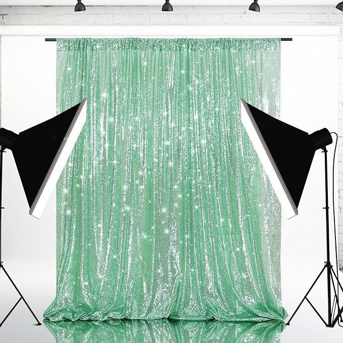 Eternal Beauty Mint Green 3mm Sequin Backdrop 6x8 Ft - Image 3