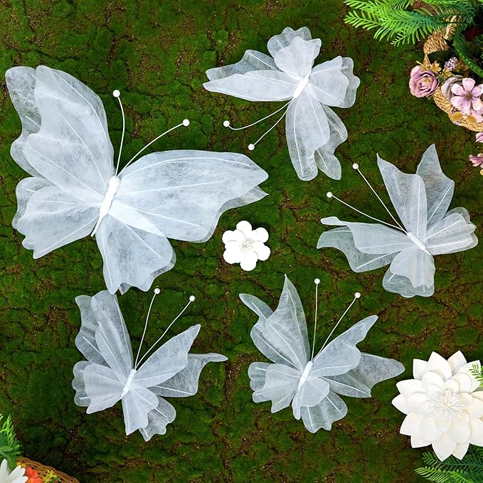 OBBOLO 3D Hanging Butterfly Decorations, Flower Garden Party Décor by OBBOLO