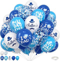 Navy Blue and White Father's Day Balloons, 12 Inch Print I Love Dad Best Dad by FEYG