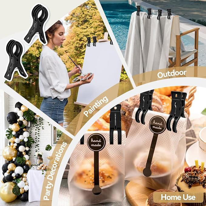 EMART 10 Pack Balloon Arch Clips Plastic Black Large Towel Clips 3.5 Inch Heavy - Image 5