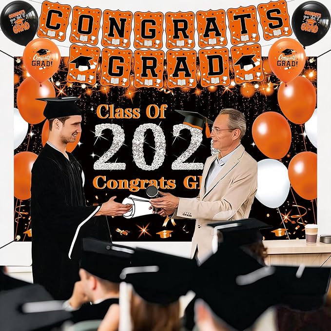 DARUNAXY Orange Graduation Party Decorations, 2026 Congrats Grad Honeycomb - Image 5