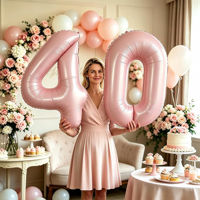 TONIFUL 40 Inch Pastel Pink Number 4 Balloons Large Foil 4th Birthday Decor | - Image 6