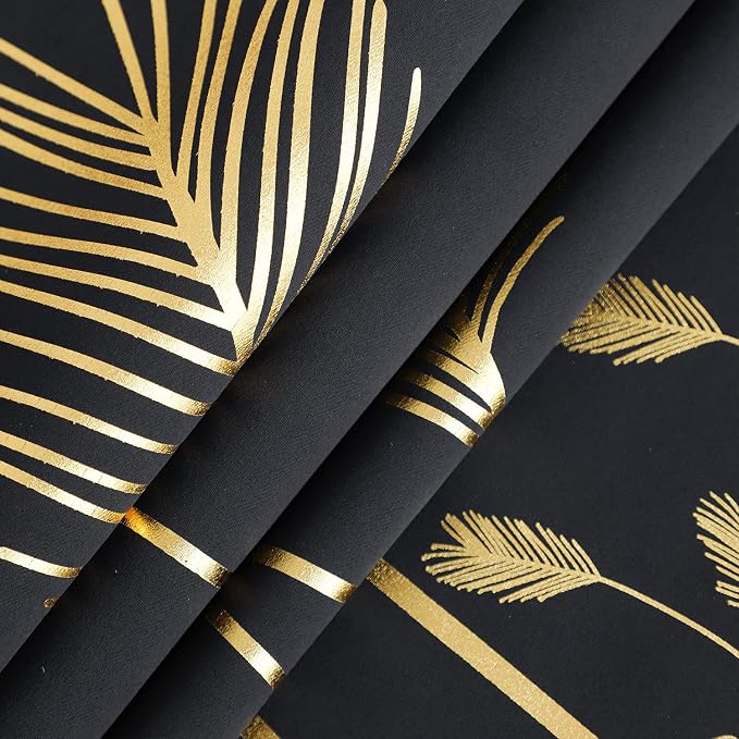 Wide Blackout Curtain for Sliding Door 100W x 96L Inch Gold Print Palm Thermal - Image 8