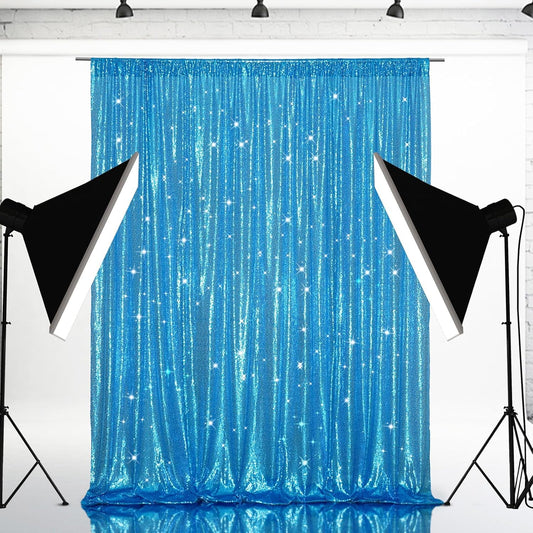 Eternal Beauty Turquoise Sequin Backdrop, 4x7 Ft Glitter Background Curtains for Shimmer Photography Party Wedding Birthday Back Drop Decor