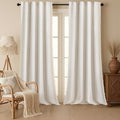 80% Boho Blackout Curtains 96 Inch Linen Blend Drapes 2 Panels | Vintage by Unknown