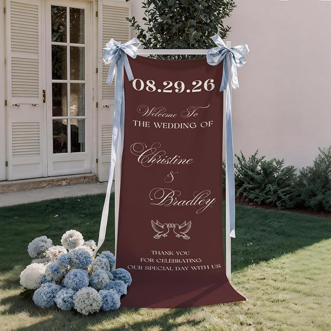 Luxury Wedding Linen Wall Tapestry Welcome Banner, Personalized Couple Names - Image 2