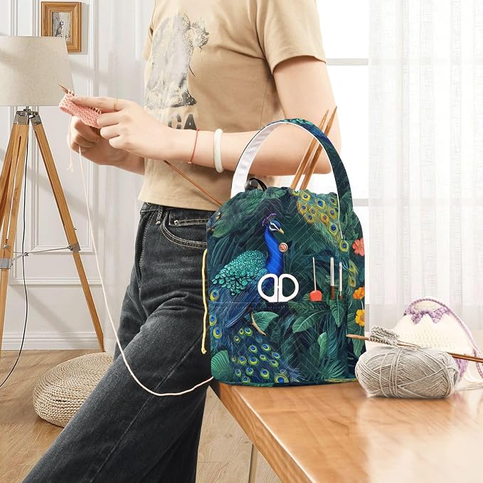 Yarn Bag Small Crochet Bag Drawstring Yarn Storage Organizer Knitting Project - Image 6