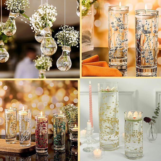 100 PCS Artificial Floating Beads for Centerpieces Vases, Light Pink 8+3mm String Beads for Wedding Party Faux Pearl String for Decorating, String Pearls for Crafts Vase Filler