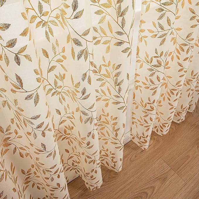 Sutuo Home Ivory Sheer Curtains 63 Inch Length 2 Panels Set, Privacy Voile - Image 5