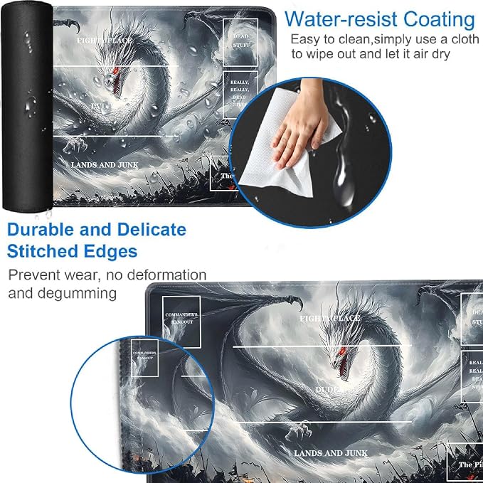 for TCG Playmat with Zones, Non-Slip Rubber Bottom Trading Card Game Mat with - Image 3