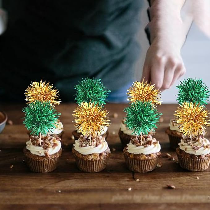 40 PCS Foil Firework Cupcake Toppers Fireworks Cupcake Picks Sparkle Tinsel - Image 5