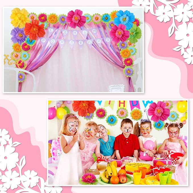 TaoBary Large Colorful Tissue Paper Flowers Giant Fiesta Paper Pom Poms - Image 6