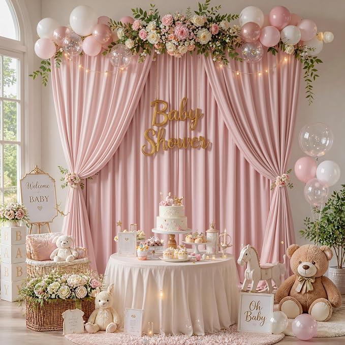 50ft x 15ft Dusty Pink Backdrop Curtains - Image 7