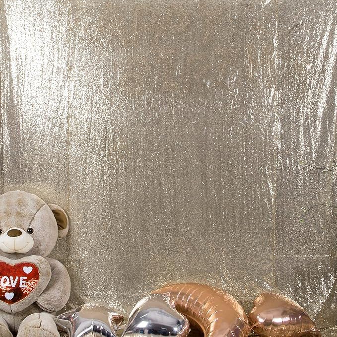 JYFLZQ Champagne Sequin Backdrop Curtains 4ft x 6.5ft 1 Panel Glitter Photo - Image 3