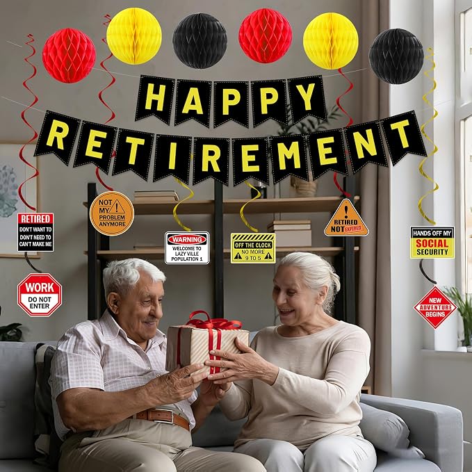 Roetyce Retirement Decorations Men Women, Caution Happy Retirement Banner | - Image 8