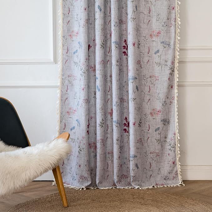 ENJOYBRIDAL Floral Curtains 84 Inch Long Semi Sheer Cute Drapes Light Filtering - Image 7