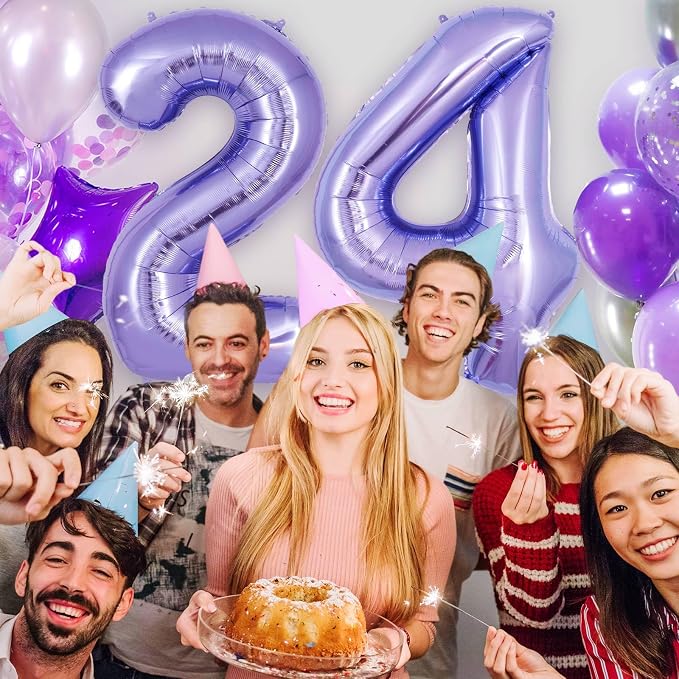 Purple Number 4 Balloon 40 Inch, Big Large Foil Helium Number Balloons - Image 5