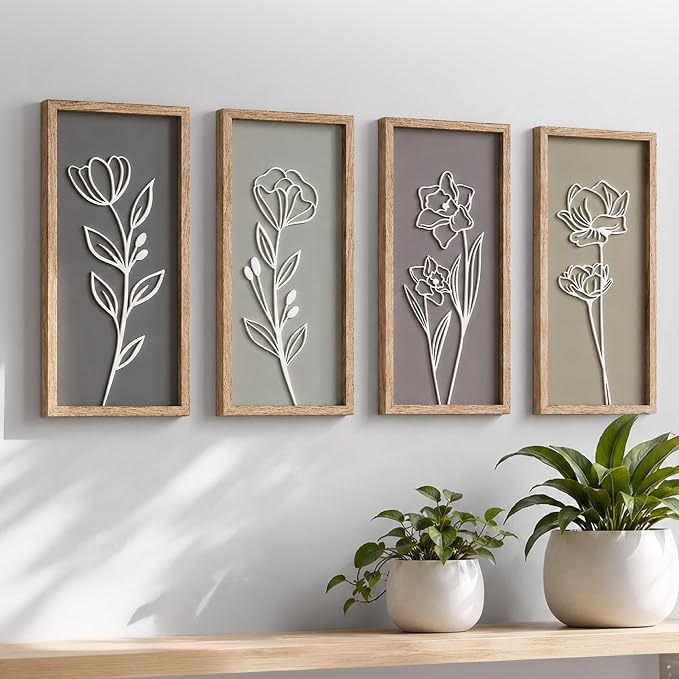 Tide and Tales 3d Framed Wall Art, Floral Boho Wall Decor | 7" x 16", by TideandTales