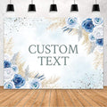 MEHOFOND Custom Boho Happy Anniversary Backdrop Blue Floral Bohemia Pampas by MEHOFOND