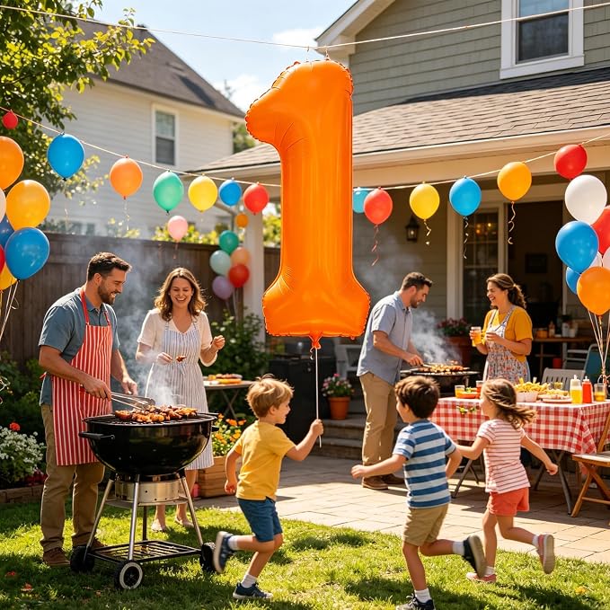 Fluorescent Orange Number Balloon 40 inch Giant Foil Helium Balloons Orange - Image 4