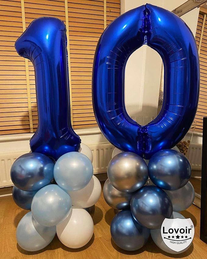 Navy Blue 10 Number Balloons, 40 Inch Giant Number 10 Balloons Foil Mylar - Image 5
