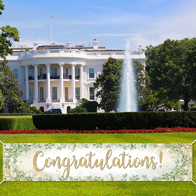 Congratulations Banner 8x1.6 ft Greenery Congrats Banner Green Leaves 2026 - Image 7