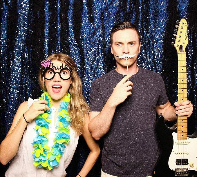 JYFLZQ Navy Blue Sequin Backdrop Curtains 6ft x 8ft 1 Panel Glitter Photo Booth - Image 3