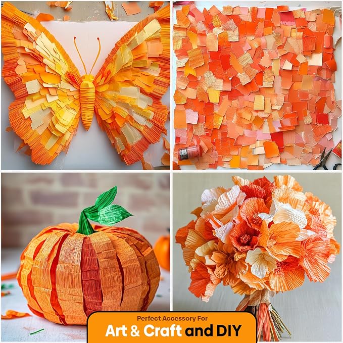 4 Orange Streamers, 382ft Pack of Crepe Paper Party Decorations | Each roll is - Image 5