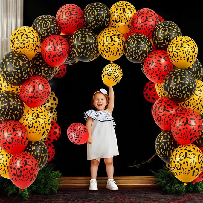 Gejoy 36 Pcs Cheetah Balloons Gold Black Red Leopard Print Balloons 12 Inch - Image 5